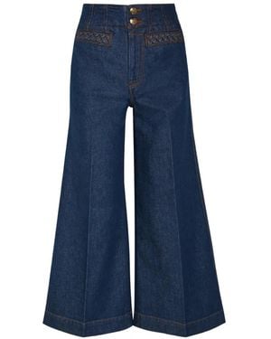 Zimmermann Vaqueros Anchos Awaken Con Ribete Trenzado - Azul