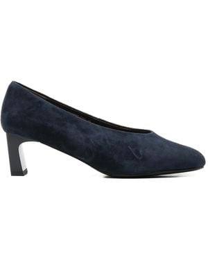 Linda Baumann Suede Square-Toe Court Shoes - Blue