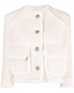 Philipp Plein Embroidered Bouclé Cropped Blazer - Multicolor