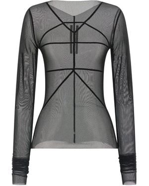 Rick Owens Haut À Manches Longues Et Coutures Apparentes - Grey