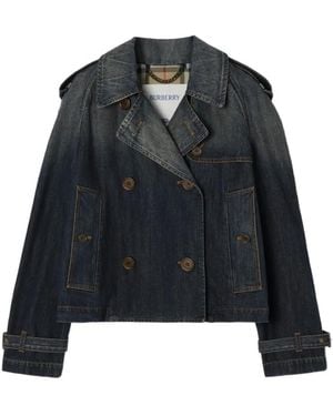 Burberry Cropped Denim Mayfair Trench Jacket - Black