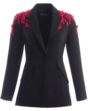 IMROSKA Shoulder-Embellished Blazer - Black