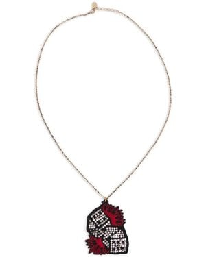 Red(V) Lobster Clasp-Fastening Necklace - White