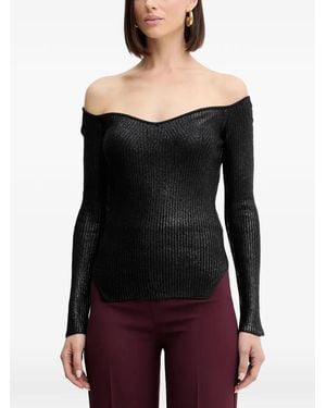 SIMONA CORSELLINI Off-Shoulder Long-Sleeve Sweater - Black