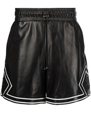 Amiri Appliqué-Logo Leather Shorts - Black
