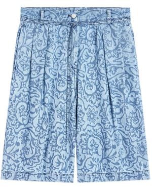 Dries Van Noten Belted Denim Shorts - Blue