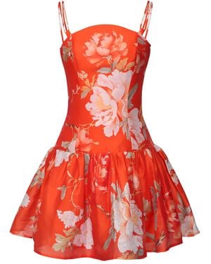 LEO LIN Floral-Pattern Mini Dress - Red