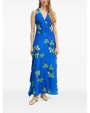 Morgan Floral V-Neck Maxi Dress - Blue