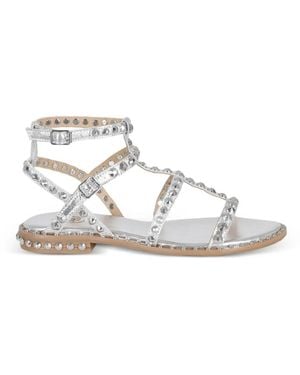Ash Precious Stud-Embellished Cage Sandals - White