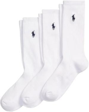 Polo Ralph Lauren Lot De Trois Paires De Chaussettes À Logo Brodé - White