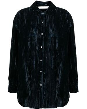 Palm Angels Velvet Crinkled Shirt - Black