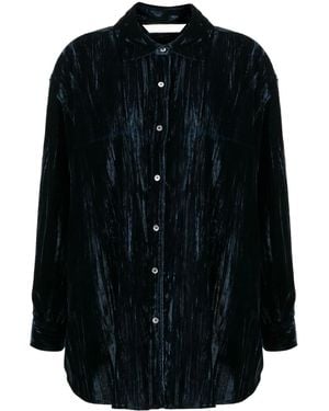 Palm Angels Velvet Crinkled Shirt - Black