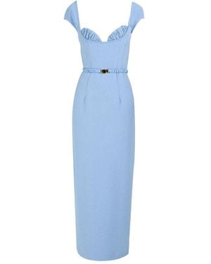 ROWEN ROSE Bra-Detail Belted Long Dress - Blue