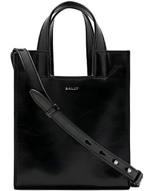 Bally Small Easy Logo-Print Leather Tote Bag - Black
