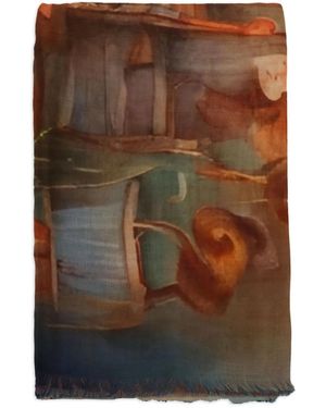 D'Aniello Écharpe Frangée Perla À Imprimé Abstrait - Marron