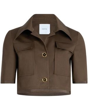 Patou Short-Sleeved Cropped Jacket - Brown