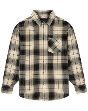 Purple Brand Wordmark Plaid Western Shirt - Grey