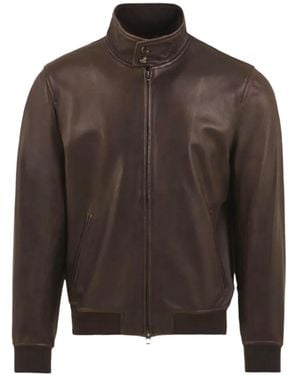 Stewart Long-Sleeved Leather Jacket - Brown