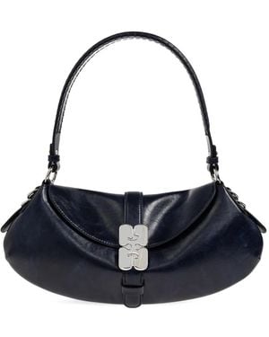 Ganni Logo-Buckle Tote Bag - Blue