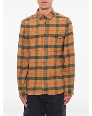 Les Deux Buttoned-Cuff Check Shirt - Orange