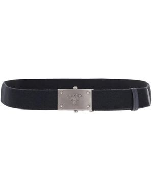 Prada Logo-Plaque Woven Belt - White