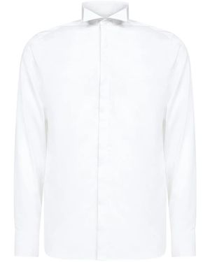 D4.0 Button Placket Wing Collar Shirt - White