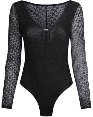 KARL LAGERFELD Autograph Mesh Bodysuit - Black