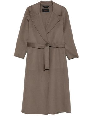 Paltò Manteau Portefeuille Paola À Taille Ceinturée - Marron