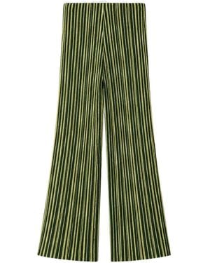 RETORI Striped Pleated-Rib Trousers - Green