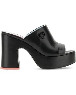 Chiara Ferragni 85Mm Eyelike Platform Block-Heel Sandals - Black