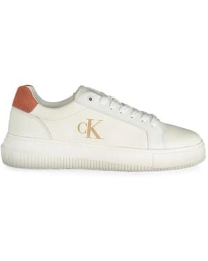 Calvin Klein Logo-Print Lace-Up Sneakers - White