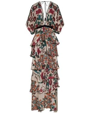 Johanna Ortiz Ancestral Floral-Pattern Maxi Dress - White