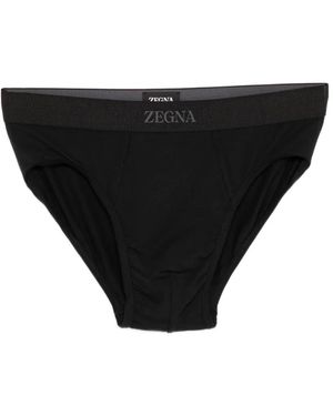 ZEGNA Logo-Waistband Briefs - Black