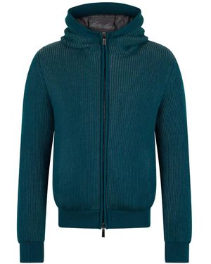 Moorer Hooded Zipped Jacket - Blue