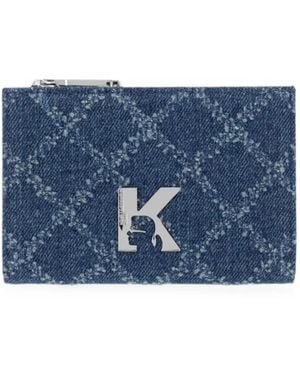 KARL LAGERFELD Monogram-Print K-Logo Wallet - Blue