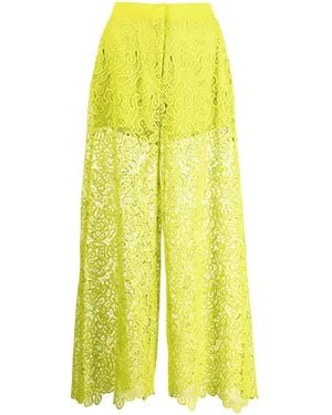 Elie Saab Macramé Wide-Leg Pants - Yellow