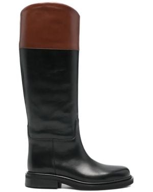 Poeve Two-Tone Knee-High Boots - Black