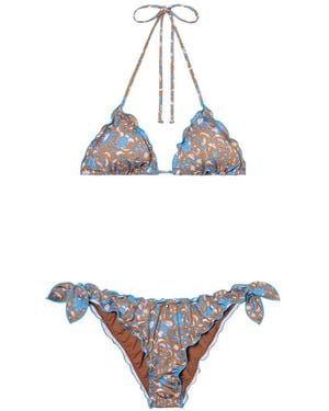 MC2 Saint Barth Floral-Print Ruffled Bikini - White