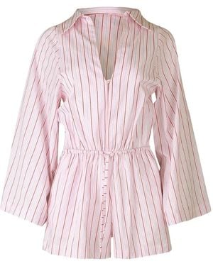 Faithfull the Brand Aksel Striped Tie-Waist Playsuit - Pink