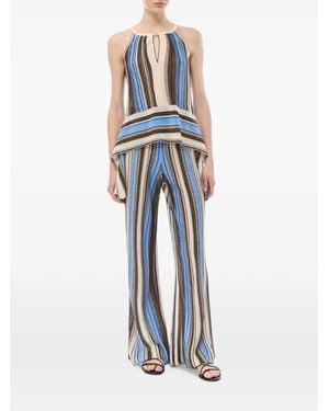 Nenette Vertical-Stripe Wide-Leg Trousers - Blue
