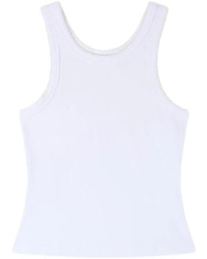 Sandro Ribbed Beaded Top - White