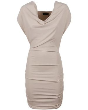 Wardrobe NYC Draped Cowl-Neck Mini Dress - Natural