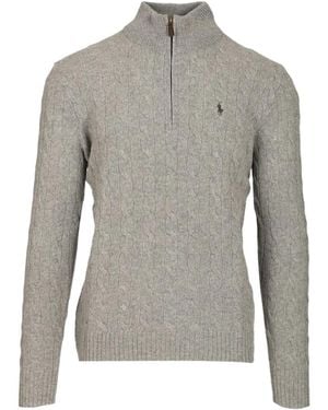 Polo Ralph Lauren Cable-Knit Half-Zip Sweater - Gray
