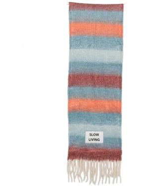 Verb to Do Striped Fringed Scarf - Blue