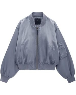 Anine Bing Cropped Leon Bomber - Blue