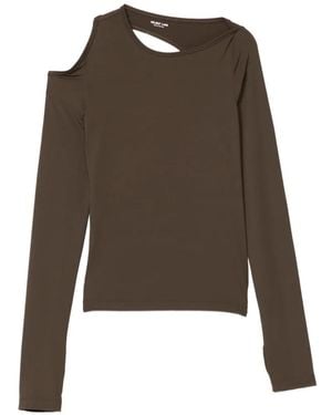 Helmut Lang Cut-Out Long-Sleeve Top - Brown