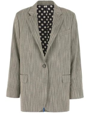 Paul Smith Longline Herringbone Oversized Blazer - Gray
