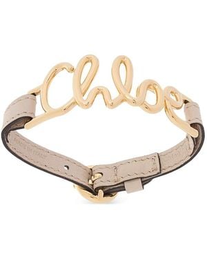 Chloé Logo-Lettering Cuff Bracelet - White
