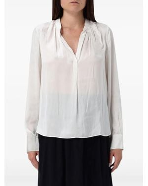 EA7 Pleated Long-Sleeve Blouse - White