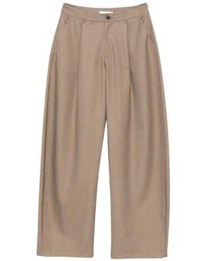 ELEH Pleated Wide-Leg Pants - Natural